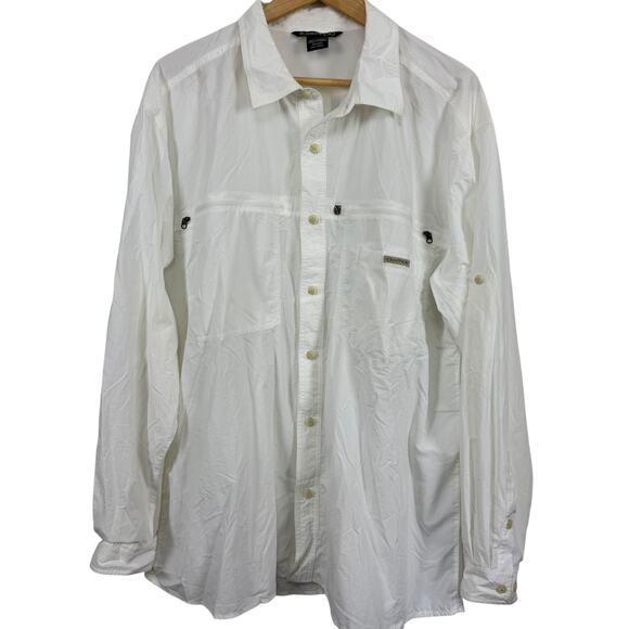 Exofficio Mens White Lightweight Vented Button Up Hiking Fishing Shirt sz 2XL - Picture 1 of 16